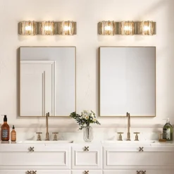 ‎3-Light Vanity Light Fixture, Wall Lights with Crystal Glass Shades