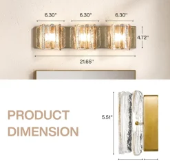 ‎3-Light Vanity Light Fixture, Wall Lights with Crystal Glass Shades