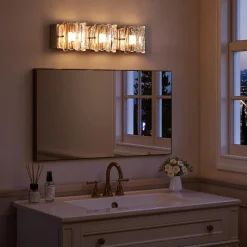 ‎3-Light Vanity Light Fixture, Wall Lights with Crystal Glass Shades