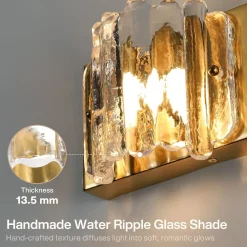 ‎3-Light Vanity Light Fixture, Wall Lights with Crystal Glass Shades