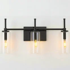 3-Light Vanity Light Fixture, Modern Bathroom Wall Sconce with Clear Glass Shades