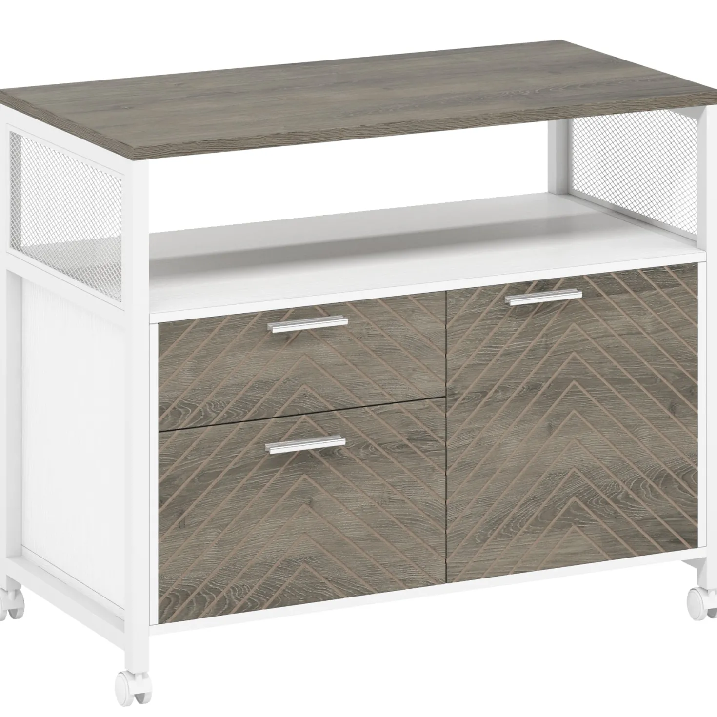 Lockable File Cabinet Printer Stand with Drawers & Caster