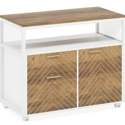 Lockable File Cabinet Printer Stand with Drawers & Caster