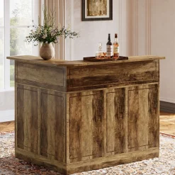 L-Shaped Bar Table, 4-Tier Home Bar Unit Liquor Storage Cabinet