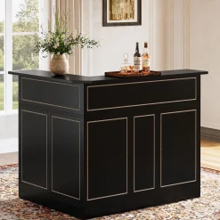 L-Shaped Bar Table, 4-Tier Home Bar Unit Liquor Storage Cabinet