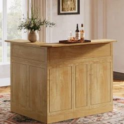 L-Shaped Bar Table, 4-Tier Home Bar Unit Liquor Storage Cabinet