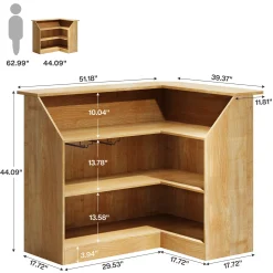 L-Shaped Bar Table, 4-Tier Home Bar Unit Liquor Storage Cabinet