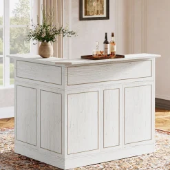 L-Shaped Bar Table, 4-Tier Home Bar Unit Liquor Storage Cabinet
