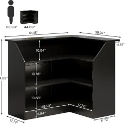 L-Shaped Bar Table, 4-Tier Home Bar Unit Liquor Storage Cabinet
