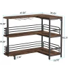 L-Shaped Bar Unit, 3 Tier Liquor Bar Table with Wine Glasses Holder