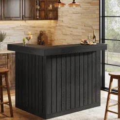 L-Shaped Bar Unit, 4-Tier Corner Liquor Bar Table with Storage Shelves