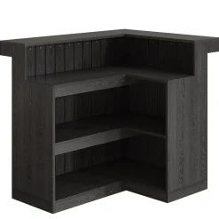 L-Shaped Bar Unit, 4-Tier Corner Liquor Bar Table with Storage Shelves