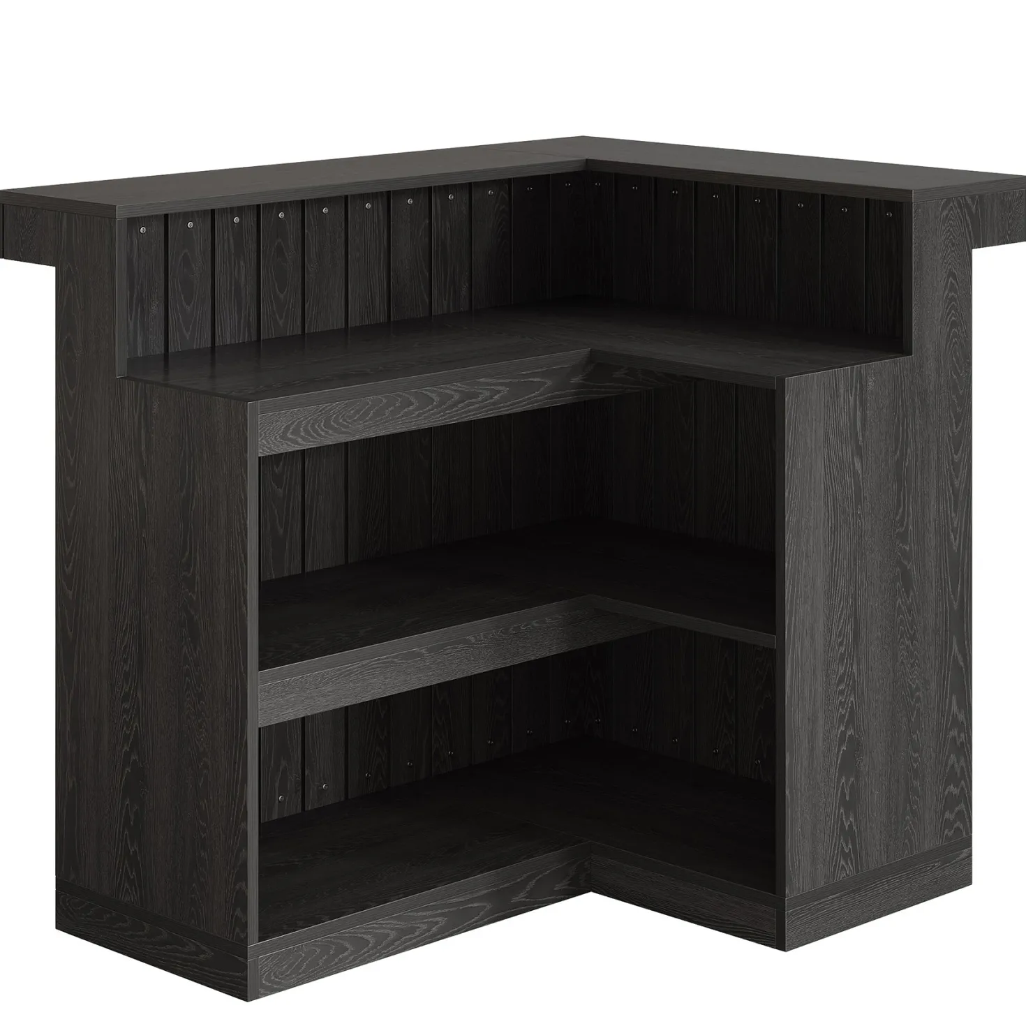 L-Shaped Bar Unit, 4-Tier Corner Liquor Bar Table with Storage Shelves