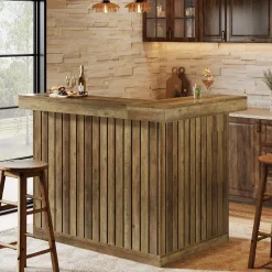 L-Shaped Bar Unit, 4-Tier Corner Liquor Bar Table with Storage Shelves