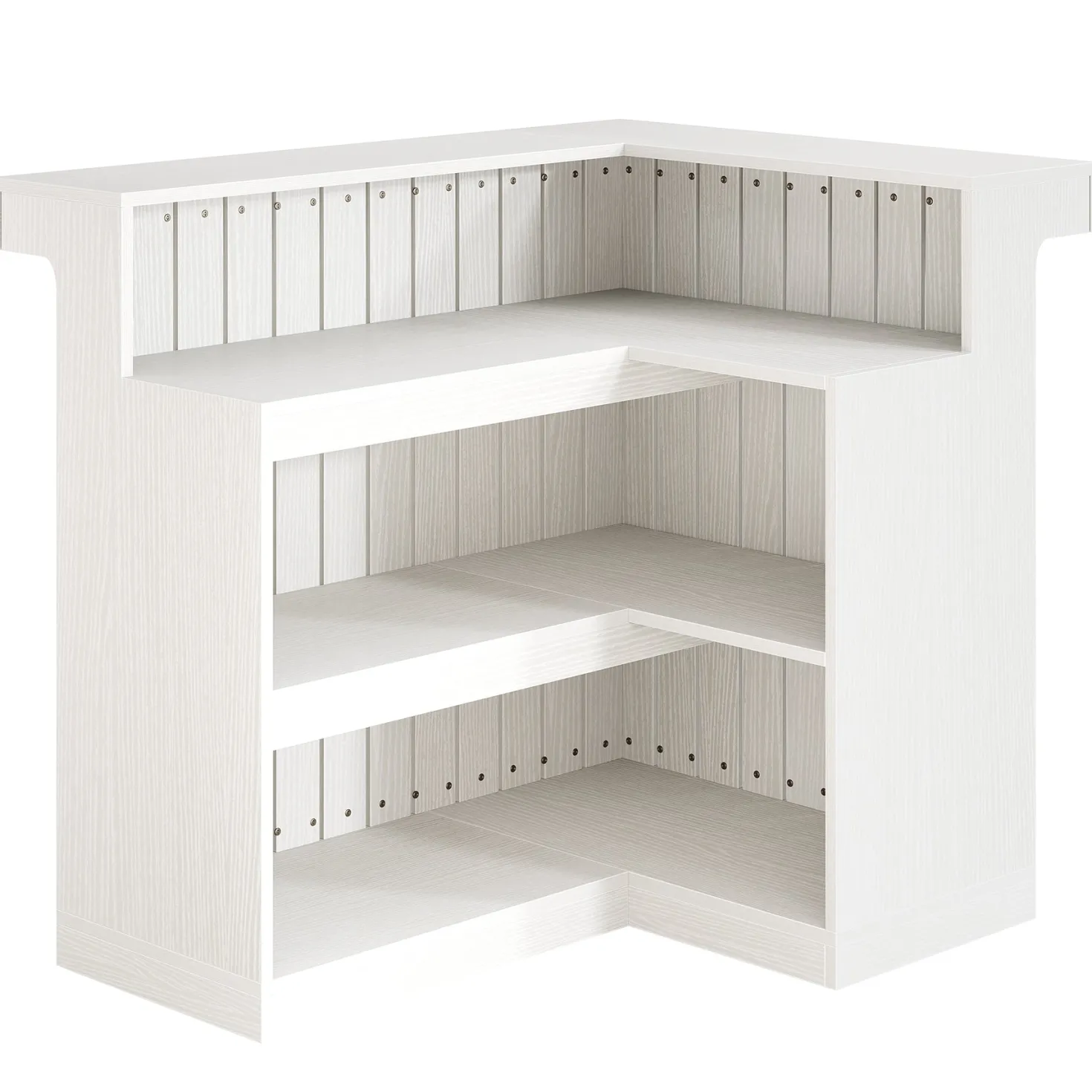 L-Shaped Bar Unit, 4-Tier Corner Liquor Bar Table with Storage Shelves