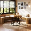 L-Shaped Bench, 61" Entryway Shoe Bench with Padded Seat Cushion
