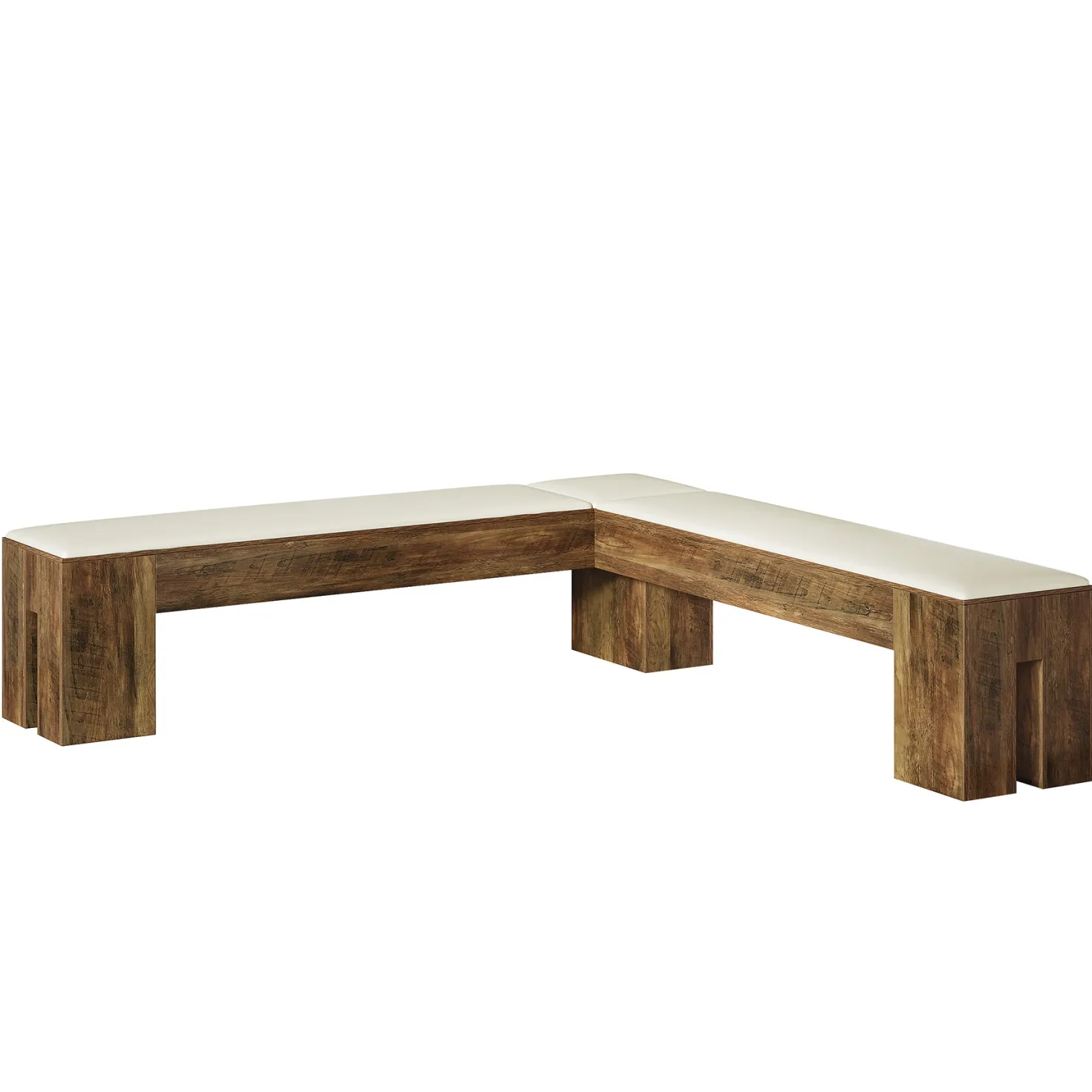 L-Shaped Bench, 61" Entryway Shoe Bench with Padded Seat Cushion