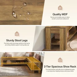 L-Shaped Bench, Corner Dining Nook Bench with Storage Shelf for Kitchen, Living Room