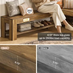 L-Shaped Bench, Corner Dining Nook Bench with Storage Shelf for Kitchen, Living Room