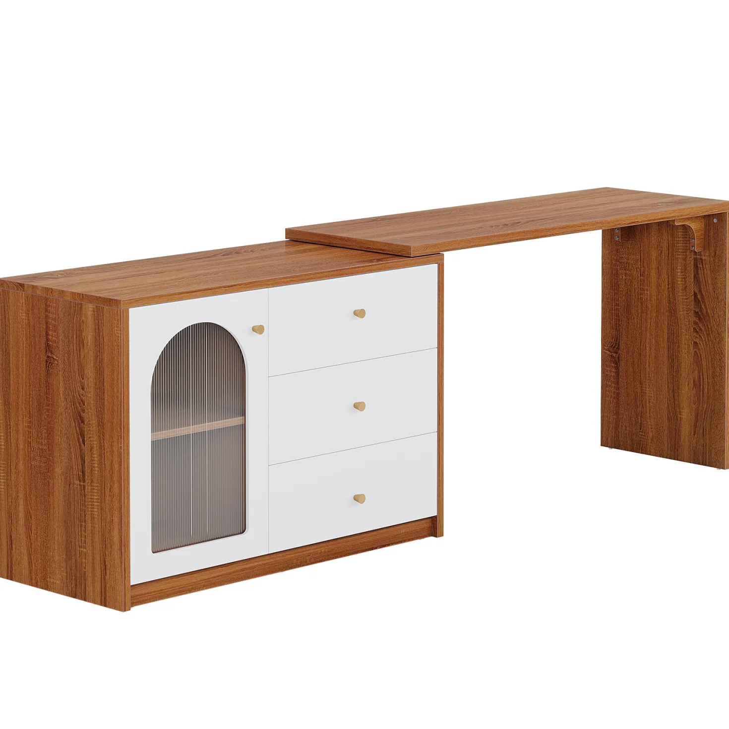 L-Shaped Computer Desk, Corner Office Desk with Reversible Storage Cabinet
