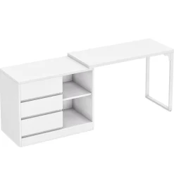 L-Shaped Computer Desk, Reversible Corner Desk With Drawer Cabinet