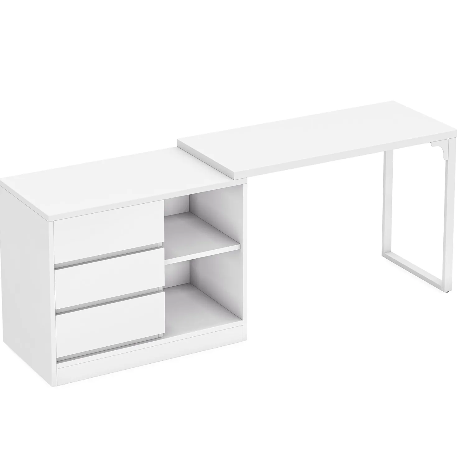 L-Shaped Computer Desk, Reversible Corner Desk With Drawer Cabinet
