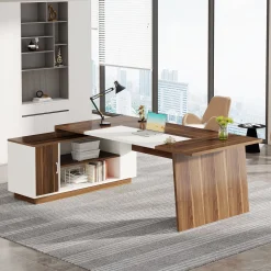 L-Shaped Executive Desk, 70.5" Computer Desk with Cabinet