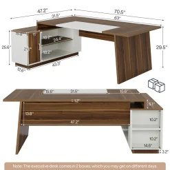 L-Shaped Executive Desk, 70.5