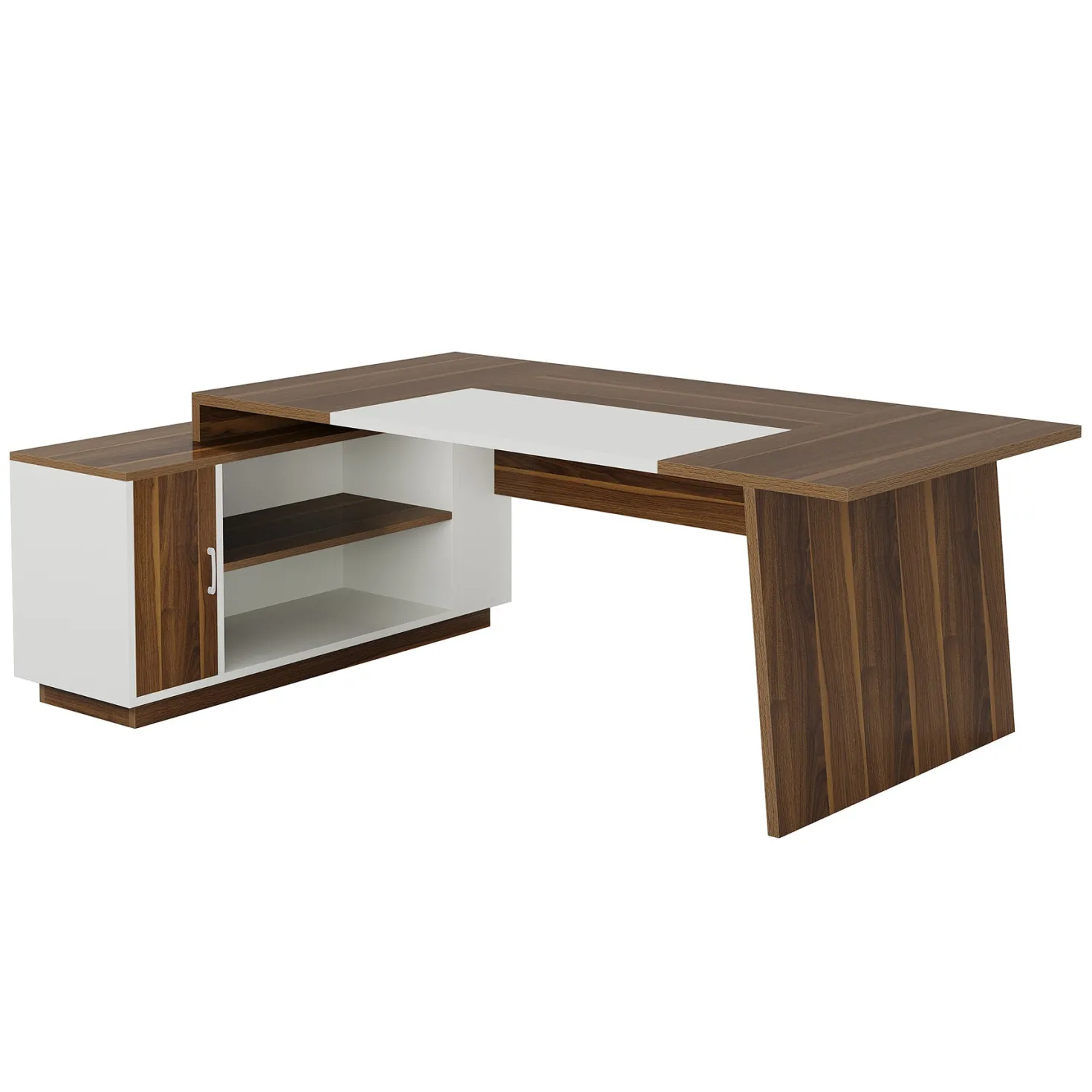 L-Shaped Executive Desk, 70.5" Computer Desk with Cabinet
