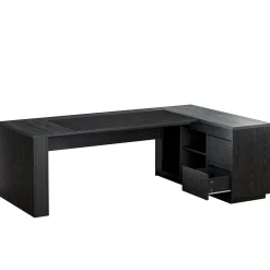L-Shaped Executive Desk, 78.7" Computer Desk with Cabinet and Storage Shelves