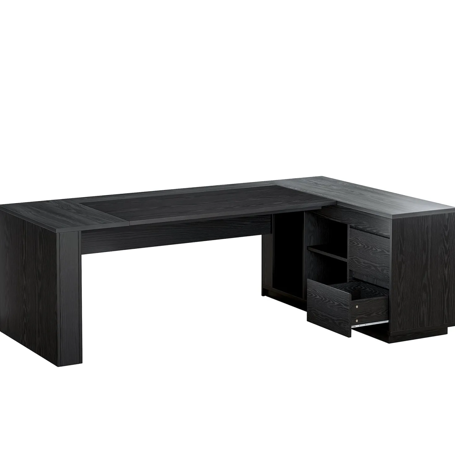 L-Shaped Executive Desk, 78.7" Computer Desk with Cabinet and Storage Shelves