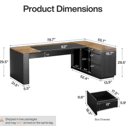 L-Shaped Executive Desk, 78.7