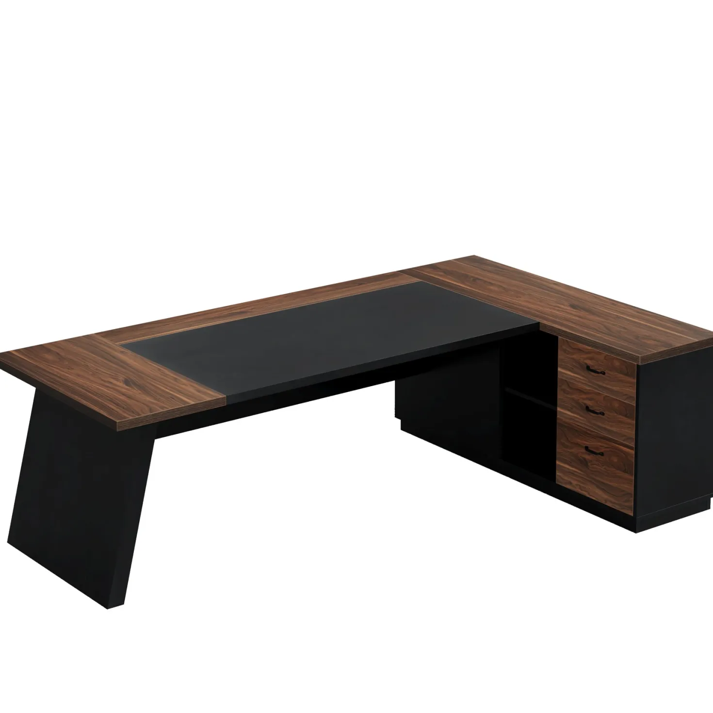 L-Shaped Executive Desk, 78" Office Desk with Drawers and Lateral File Cabinet