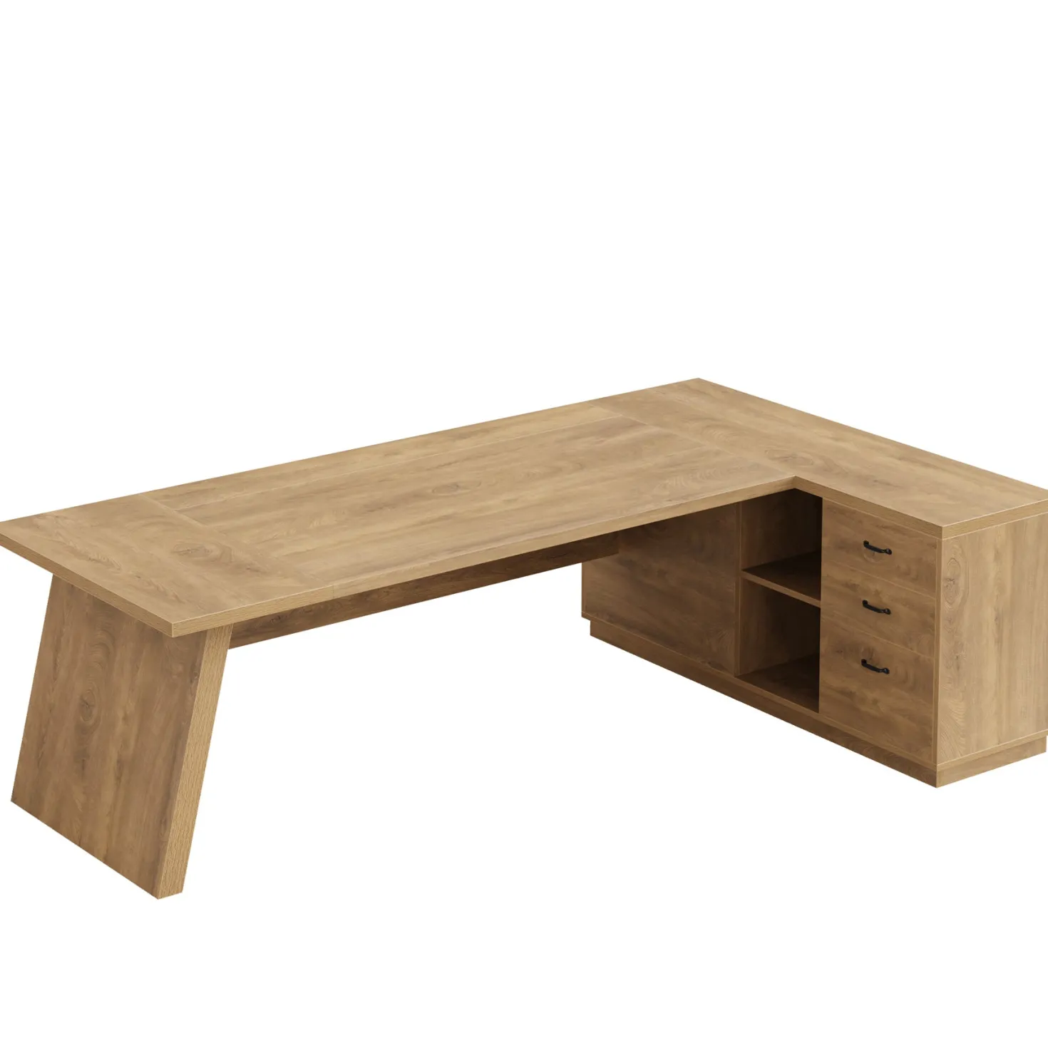 L-Shaped Executive Desk, 78" Office Desk with Drawers and Lateral File Cabinet