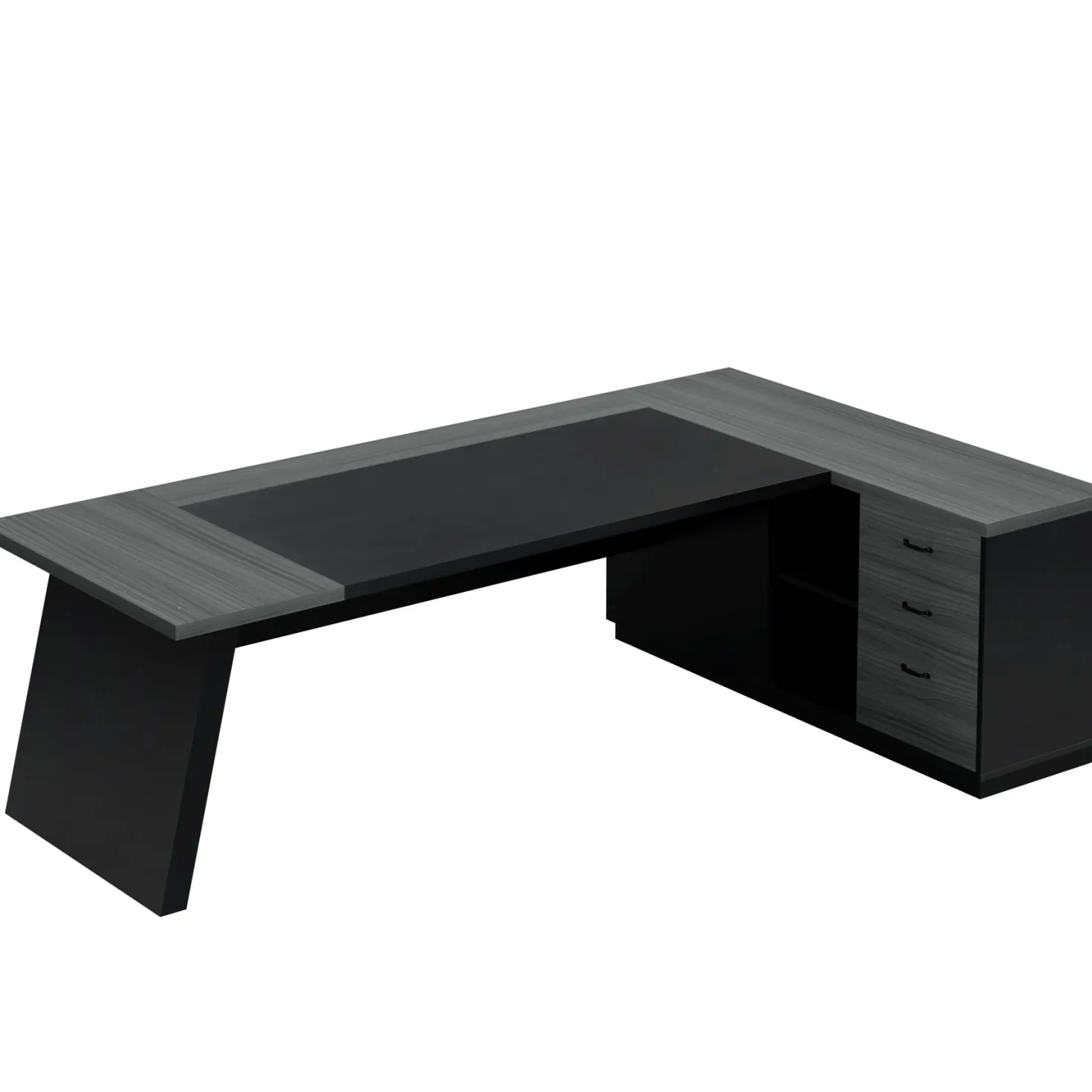 L-Shaped Executive Desk, 78" Office Desk with Drawers and Lateral File Cabinet