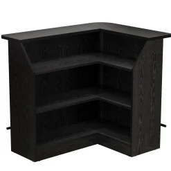 L-Shaped Home Bar Unit, 4-Tier Fluted Bar Table with Storage Shelves