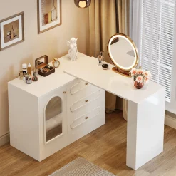 Makeup Desk, 360° Rotatable Vanity Desk with 3 Drawers(Without Mirror)