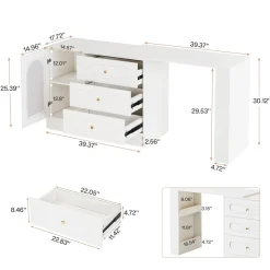 Makeup Desk, 360° Rotatable Vanity Desk with 3 Drawers(Without Mirror)