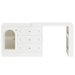 Makeup Desk, 360° Rotatable Vanity Desk with 3 Drawers(Without Mirror)