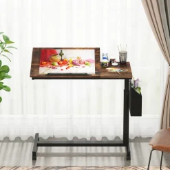 Mobile C Table, Height Adjustable End Table Sofa Snack Table