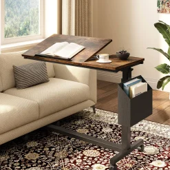 Mobile C Table, Height Adjustable End Table Sofa Snack Table