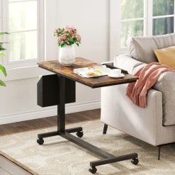 Mobile C Table, Height Adjustable End Table Sofa Snack Table