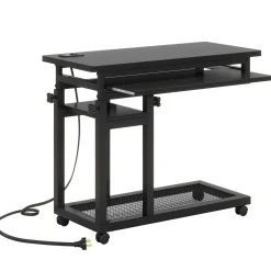 Mobile C Table, Portable Desk Side Table with Power Outlet