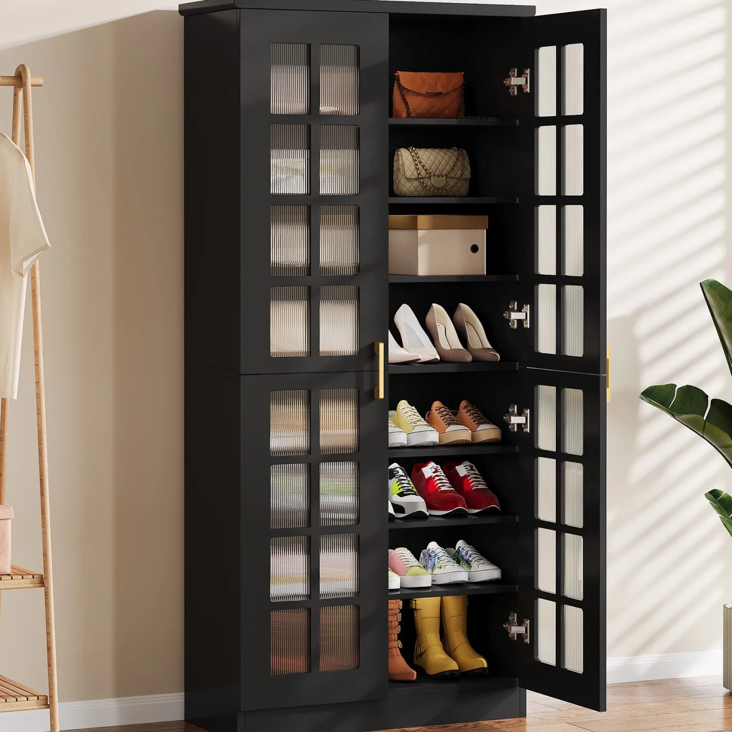 Modern Shoe Cabinet, 8-Tier Shoe Storage Racks With Adjustable Shelves
