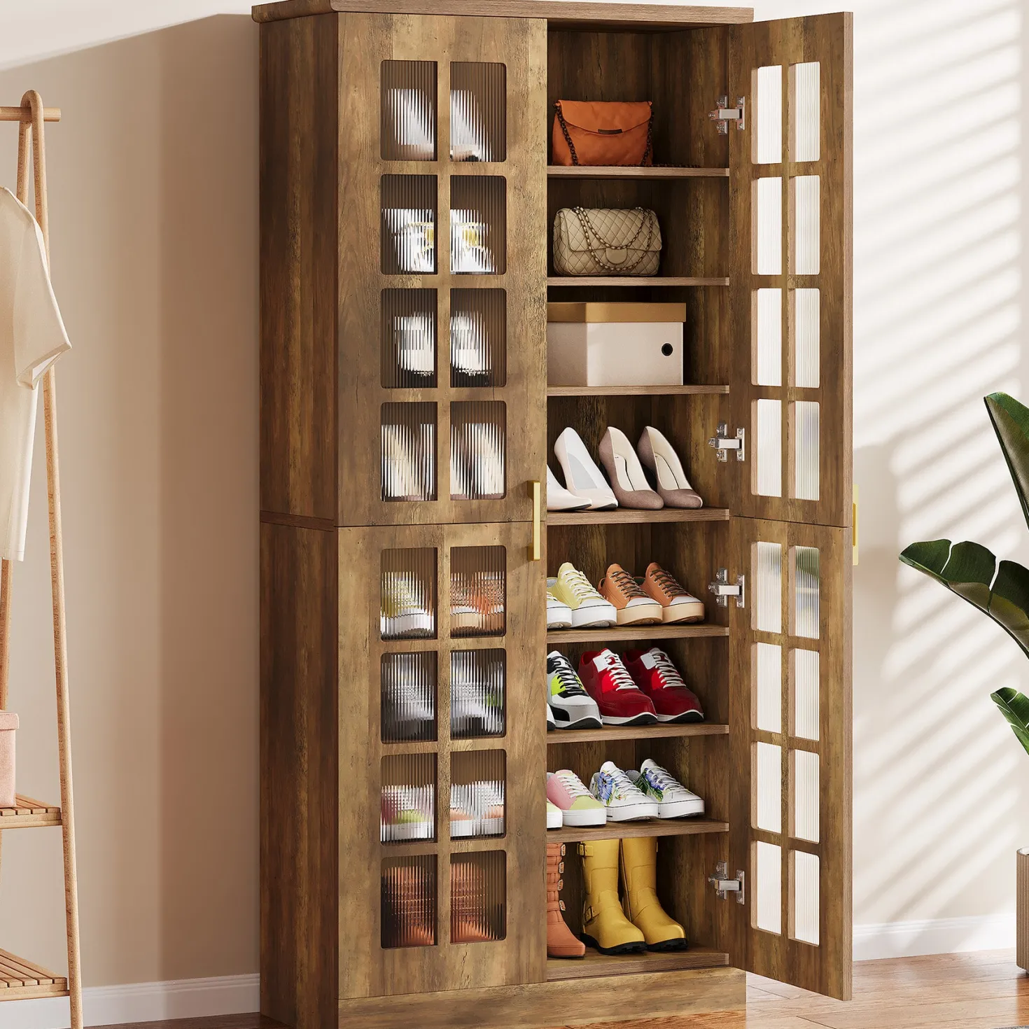 Modern Shoe Cabinet, 8-Tier Shoe Storage Racks With Adjustable Shelves