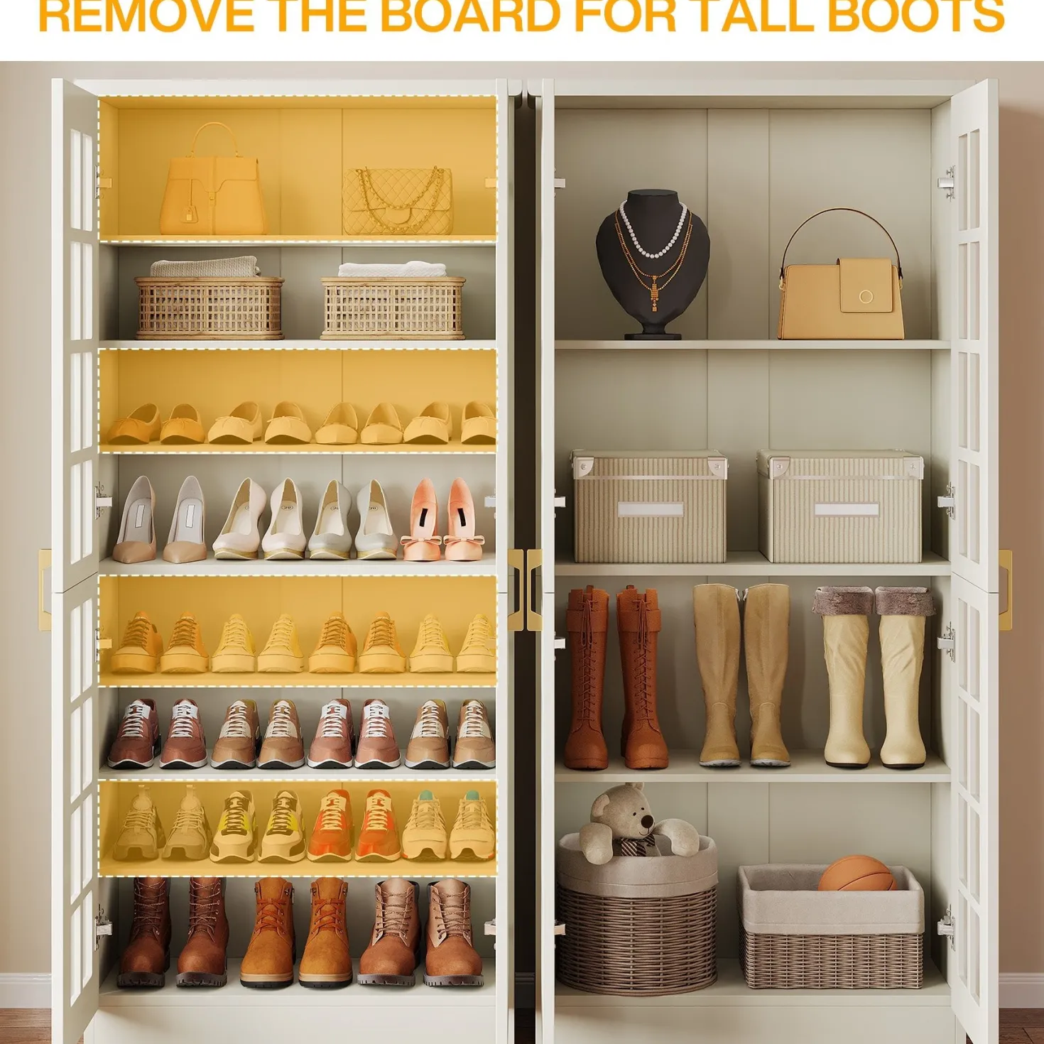 Modern Shoe Cabinet, 8-Tier Shoe Storage Racks With Adjustable Shelves