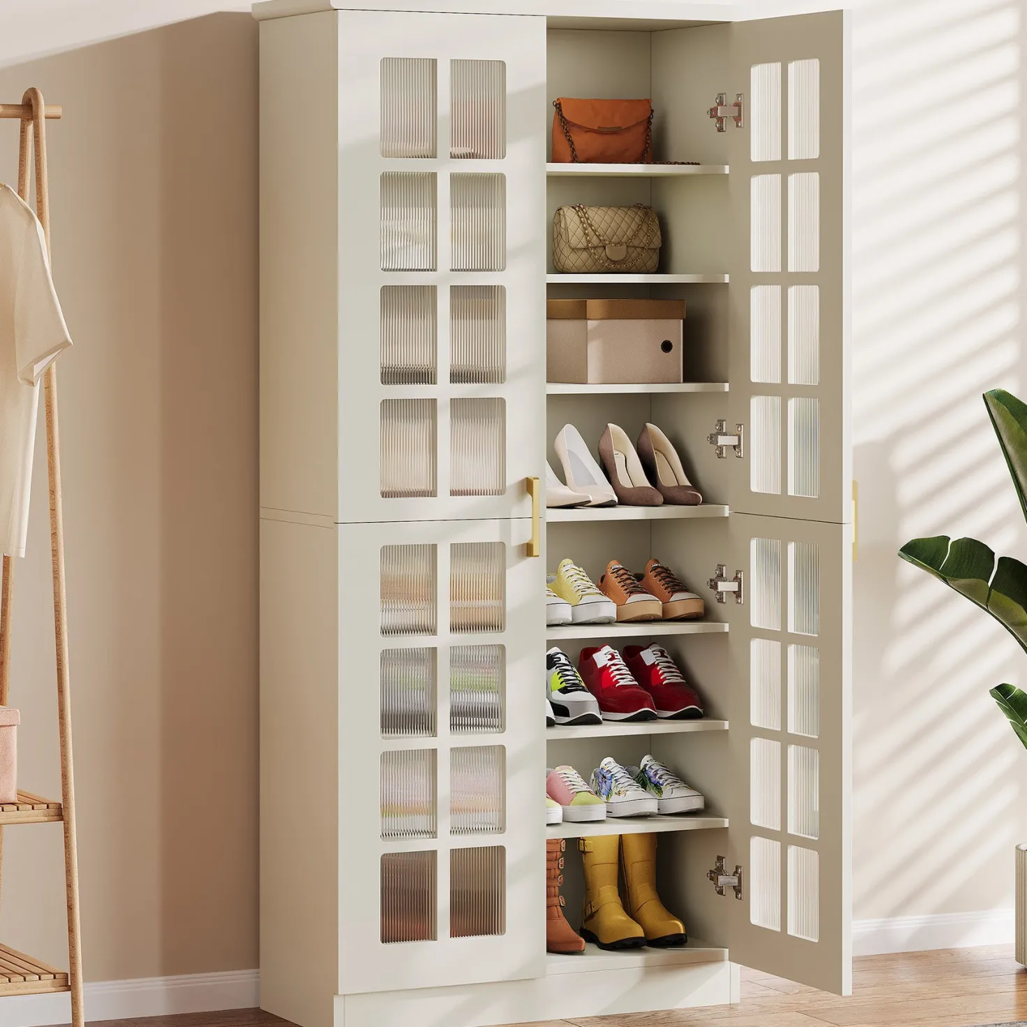 Modern Shoe Cabinet, 8-Tier Shoe Storage Racks With Adjustable Shelves
