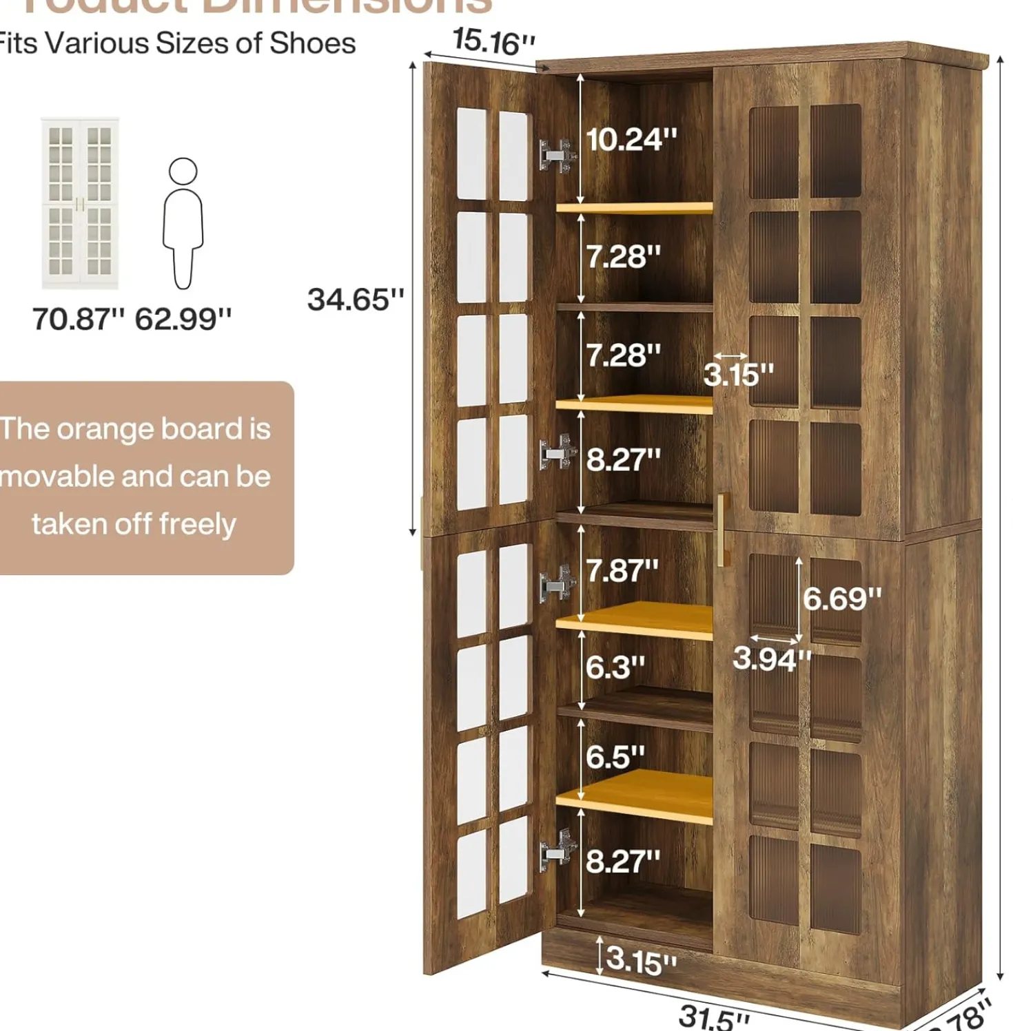 Modern Shoe Cabinet, 8-Tier Shoe Storage Racks With Adjustable Shelves