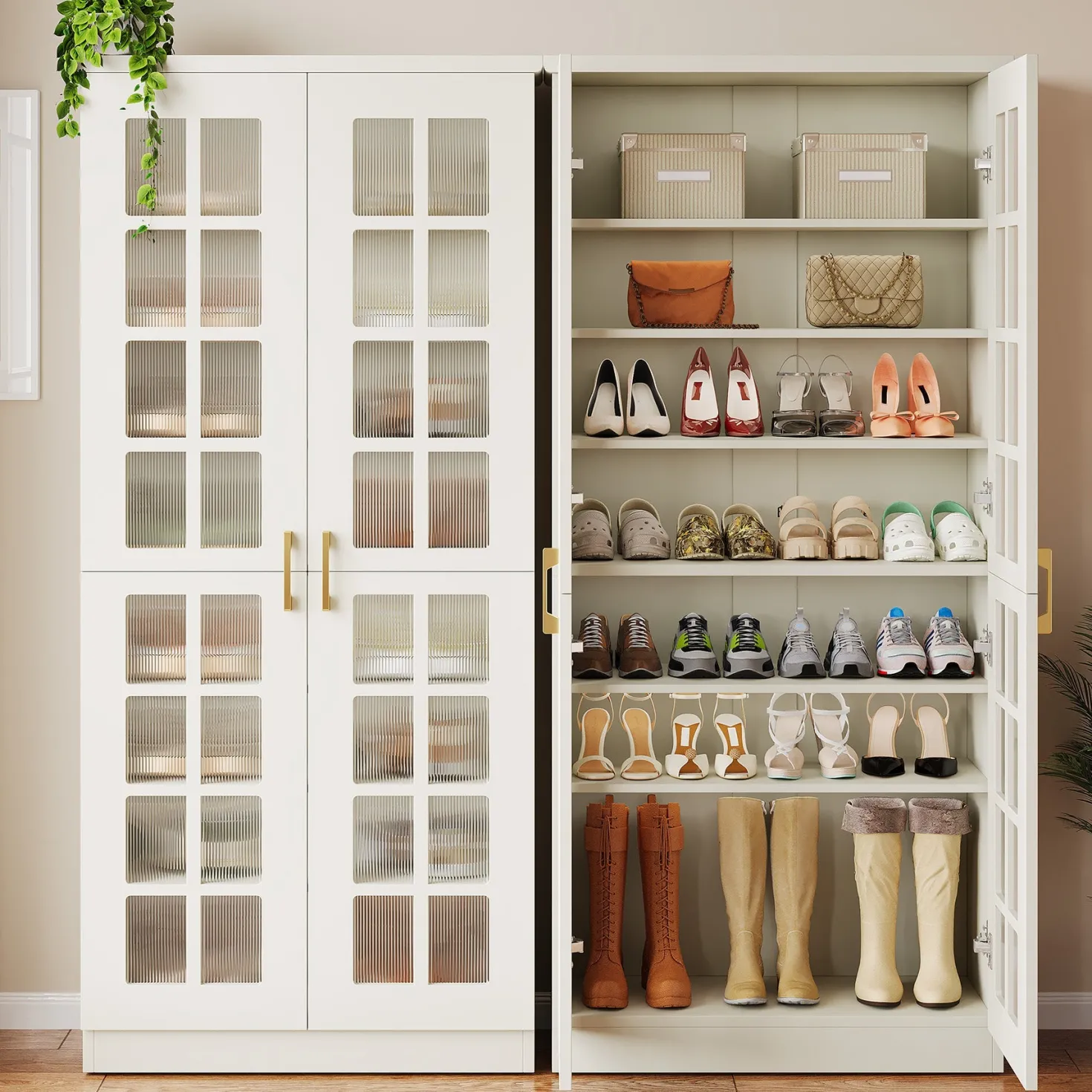 Modern Shoe Cabinet, 8-Tier Shoe Storage Racks With Adjustable Shelves