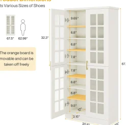 Modern Shoe Cabinet, 8-Tier Shoe Storage Racks With Adjustable Shelves